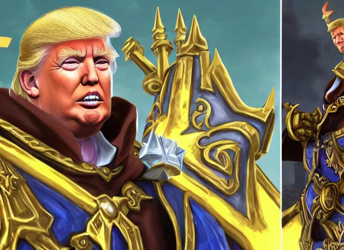 Prompt: donald trump as paladin in world of warcraft