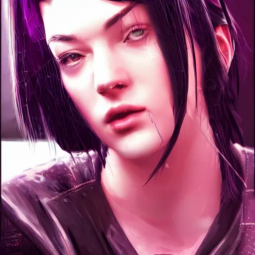 Image similar to stoya in cyberpunk style digital art very detailed 4 k detailed super realistic