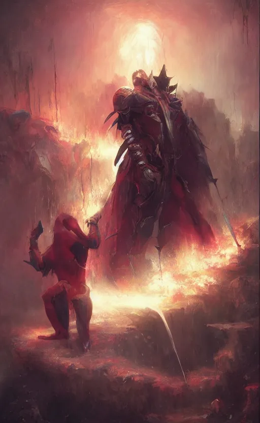 Prompt: a decaying knight falls to his knees in defeat by simon spurrier and noah bradley and delphin enjolras and daniel f. gerhartz