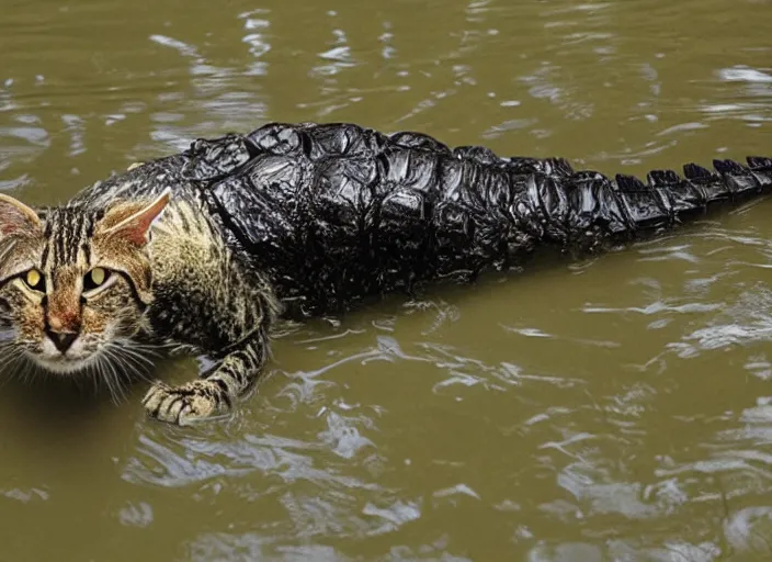 Image similar to photo of a hybrid between a crocodile and a cat