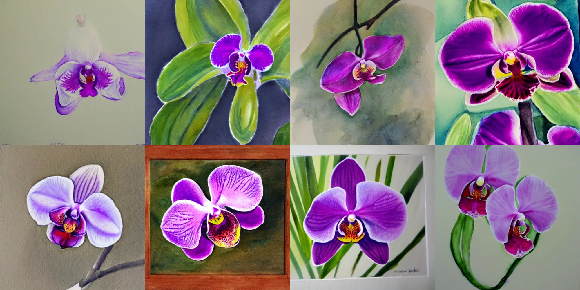 Prompt: Orchid, watercolors