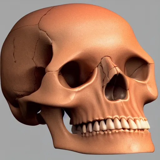 Image similar to cross section of a human skull filled with candy, beautifully lit, ray traced, octane 3D render
