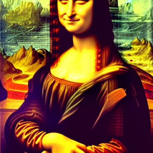 Image similar to cyberpunk mona lisa by leonardo da vinci