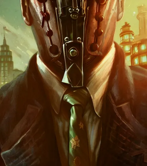 Image similar to joe biden cosplaying bioshock, by artgerm, by greg rutkowski, bioshock screenshot, steampunk, patriot