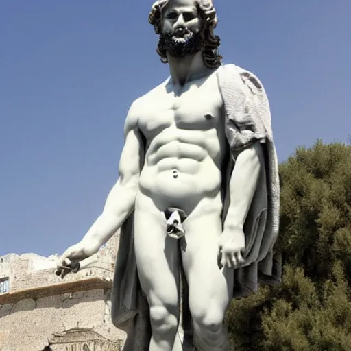 Prompt: gigachad greek statue