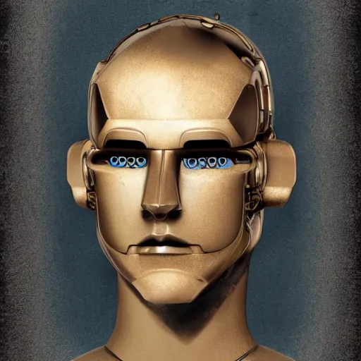 Image similar to A handsome robot that looks like Chris Hamsworth, digital art