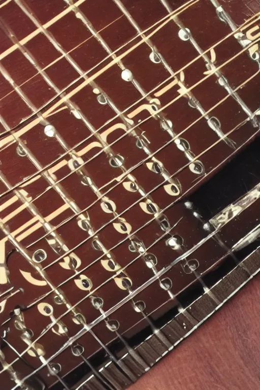 Image similar to up close steampunk fretboard without strings