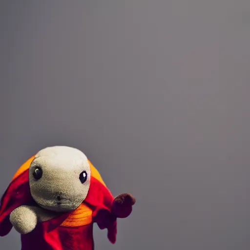 Image similar to a photograph of a turtle plush toy, he is happily playing drums, vivid color, 50mm, depth of field