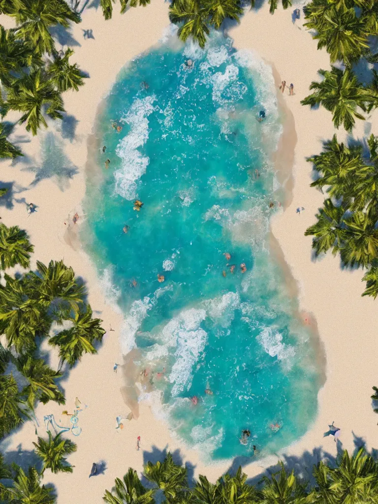 Image similar to beach from above by disney concept artists, blunt borders, rule of thirds