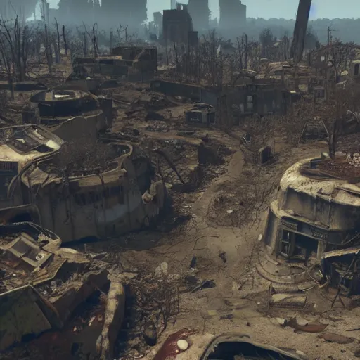 Image similar to the earth in ruins seen from space post - nuclear war in fallout 4, in game screenshot