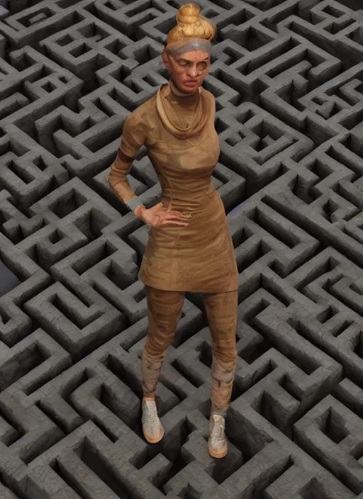 Prompt: : women with maze pattern skin dalle2 3d render unity unrealengine octane