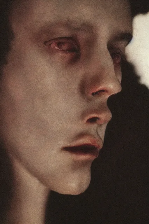 Image similar to hyperrealism close - up fashion portrait by roversi photo from the holy mountain by alejandro jodorowsky in style of francisco goya