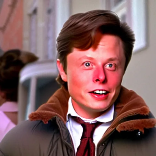 Image similar to back to the Future but Marty McFly is Elon Musk