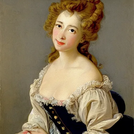 Image similar to portrait painting of a woman, bourgeoisie, high society, beautiful, elegant, shoulder - length, playful, by francois boucher, largilliere, elisabeth vigee le brun, rococo