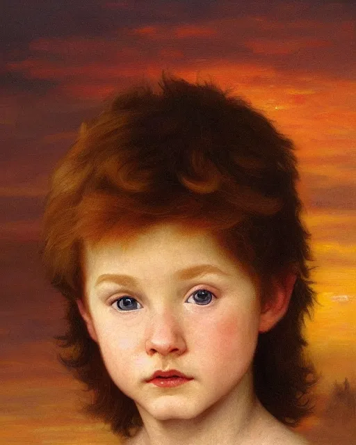 Image similar to beautiful glorious realistic oil painting of young conan 0'brien, bokeh, baroque style by bouguereau, sunset, highly detailed, 8 k intricate