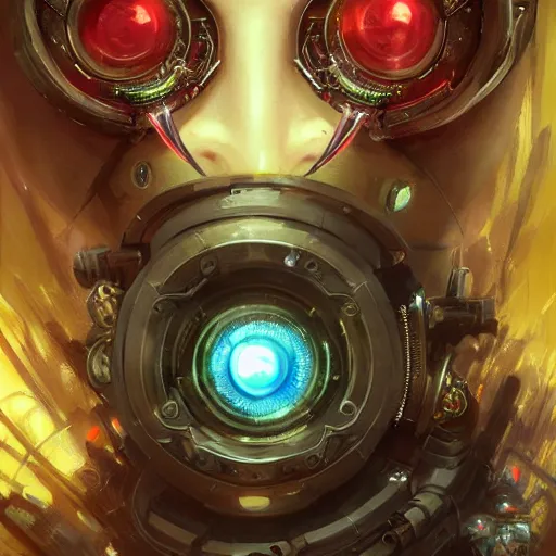 Prompt: group!! of men and women with extremely large and intricate eye cyberpunk bionics with angry red eyes and slim features, cyberpunk, bionics, augments, lights, cables, elegant gleaming intricate baroque jewellery, colorful, vivid, imposing, epic, digital painting, artstation, concept art, by peter mohrbacher and wlop and rhads,