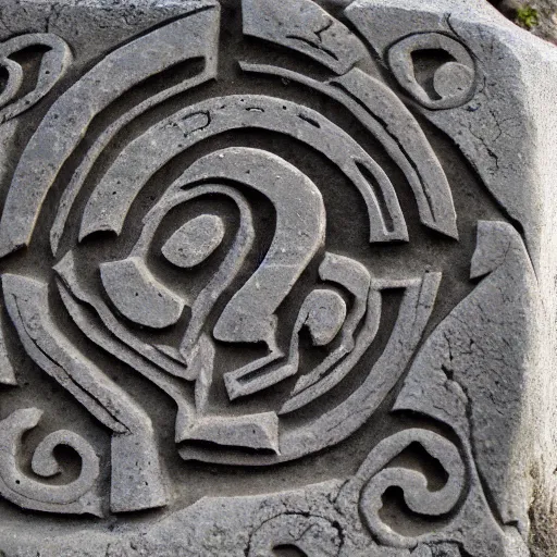 Image similar to ancient nord, photo of stone carved with intricate runes