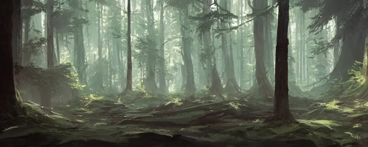 Image similar to the forest landscape from star wars in the artstyle of finnian macmanus, john park and greg rutkowski