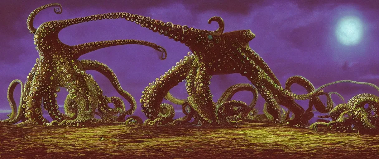 Prompt: the cephalopod monster by Tim white , cinematic atmosphere, establishing shot