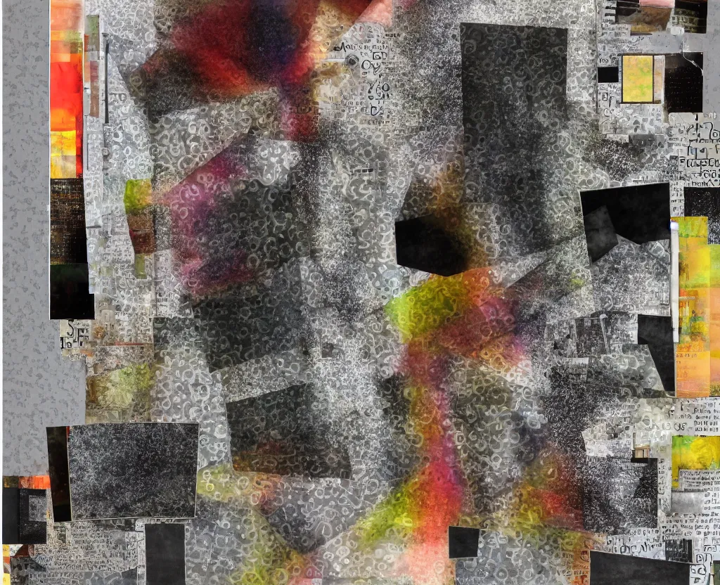 Prompt: mixed - media collage of multi - dimensional latent space.