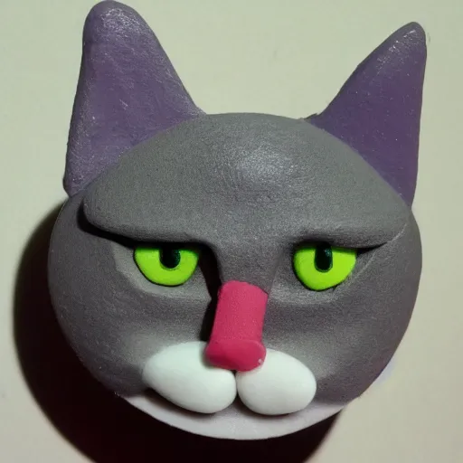 Prompt: a cute cat made of plasticine