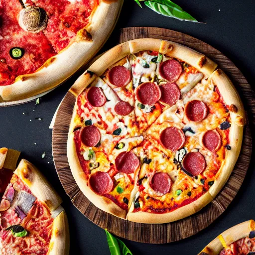 Image similar to A 🍕 made entirely out of 🥥 , 🥥 🍕 hybrid, 4k food photography