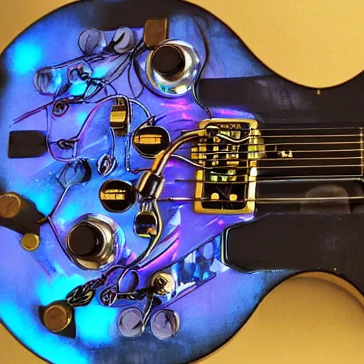 Image similar to a cyberpunk guitar