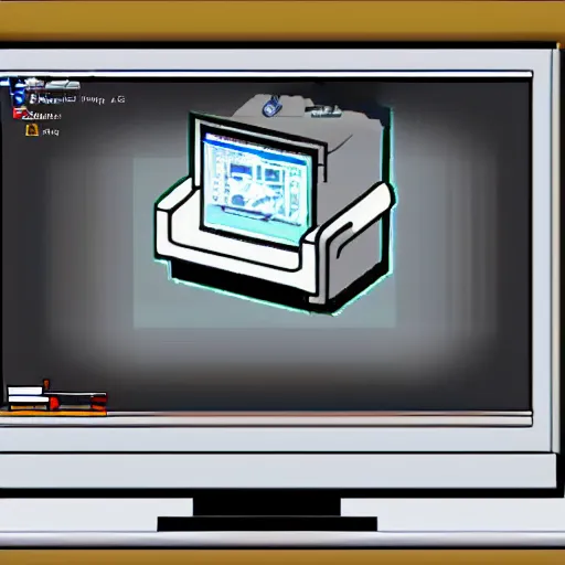 Prompt: macintosh crt monitor computer windows 1 9 9 9 computer graphics