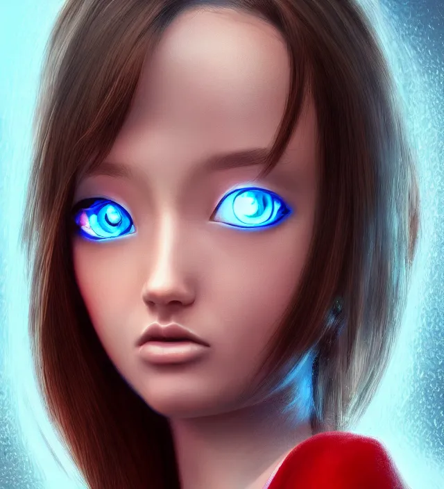 Image similar to photo rendering of a beautiful girl with machine epic photorealistic portrait in go nagai ishikawa ken disney pixar tron style depth of field lens in flare leica zeiss detailed trending award winning on flickr artstation
