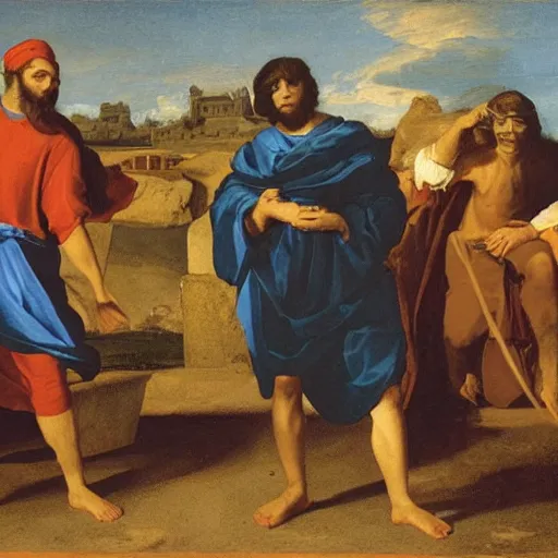 Image similar to me and the boys at 3 am looking for beans, cinematic, sharp, crisp, nicolas poussin