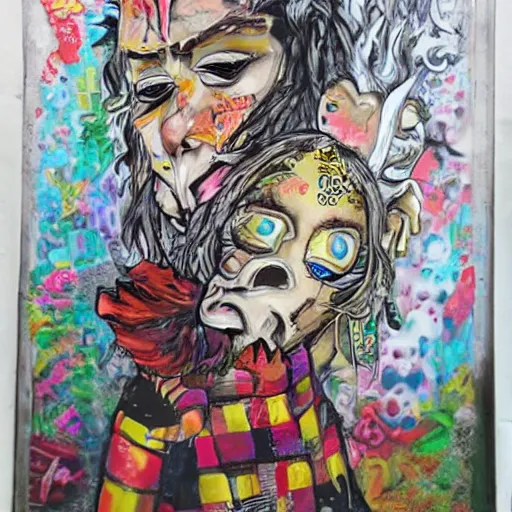 Image similar to transylvanian folk art, in the style of graffiti, made by david choe