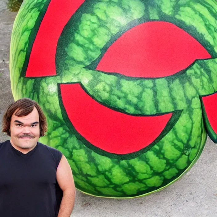 Image similar to jack black as a watermelon, 8 k,