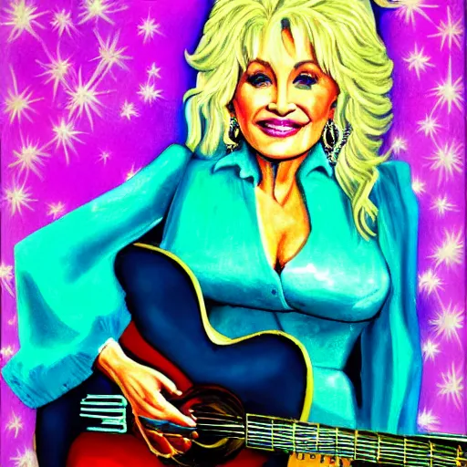 Prompt: young Dolly Parton portrait, colorful