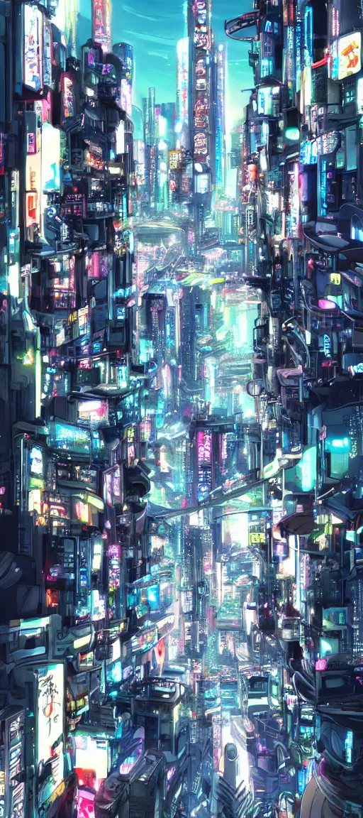 Prompt: Beautiful anime cyberpunk city