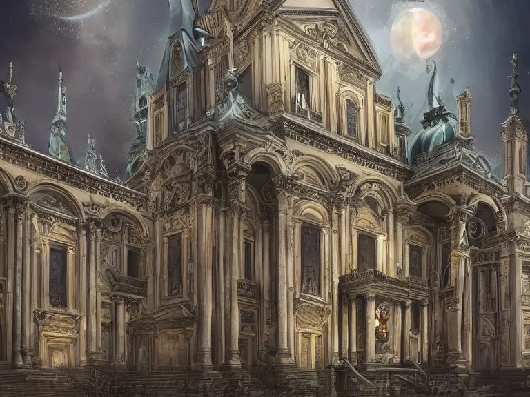 Image similar to full body portrait of a baroque cathedral if it was an e-girl 🍑, fantasy artwork, award winning, very very very very very very very beautiful scenery, artstation