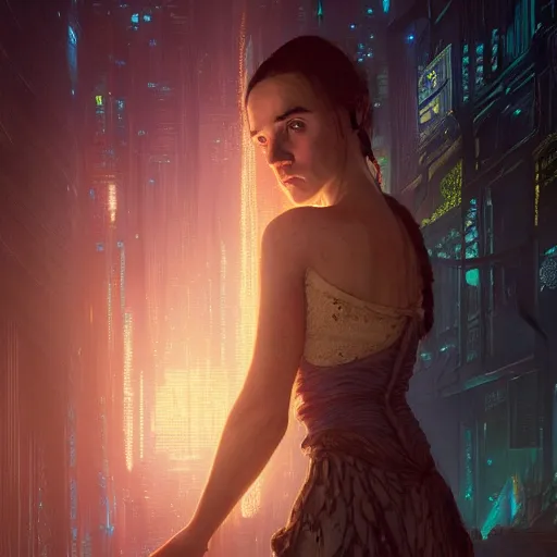 Image similar to altered carbon, highly detailed portrait young jennifer connelly, peasant girl stephen bliss, unreal engine, fantasy art by greg rutkowski, loish, rhads, ferdinand knab, makoto shinkai and lois van baarle, ilya kuvshinov, rossdraws, tom bagshaw, global illumination, radiant light, detailed and intricate environment