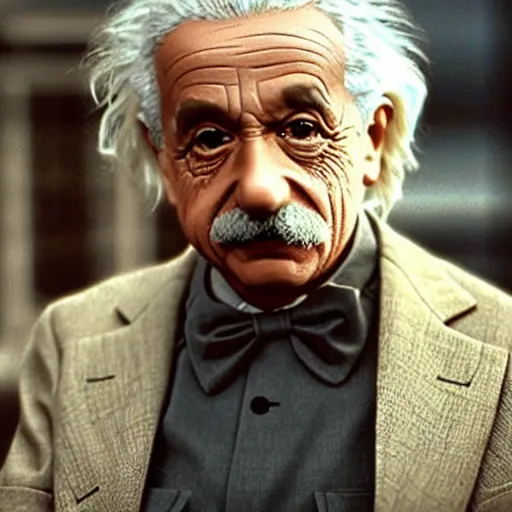 Image similar to moviestill of albert einstein as tony stark in ironman