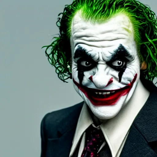 Prompt: film still of Mr Bean as joker in the new Joker movie