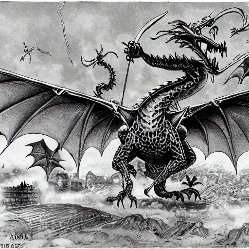 Prompt: Dragon invasion of Moscow,