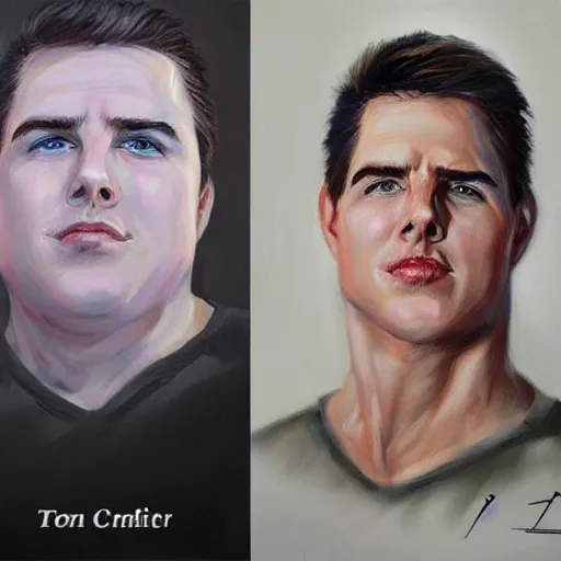 Image similar to overweight Tom Cruise,portrait painting, trending on artstation