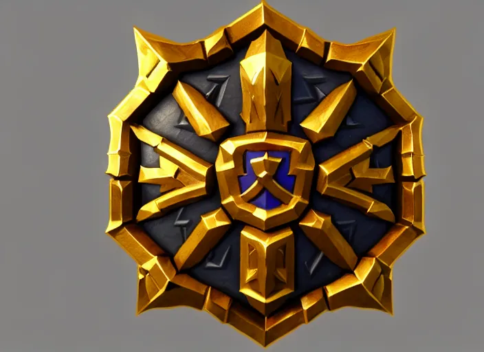 Image similar to gilded spiked wooden shield, stylized stl, 3 d render, activision blizzard style, hearthstone style