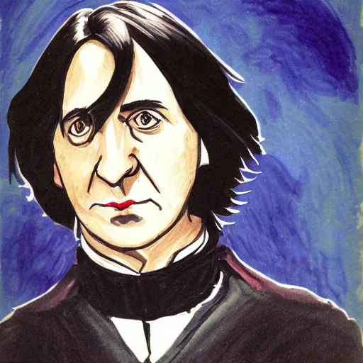 Prompt: Professor Snape in Harry Potter, by Von Gogh