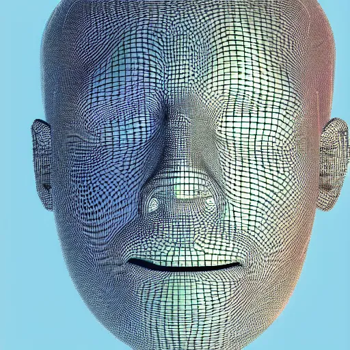 Image similar to a 3d human head made up of shiny holograms