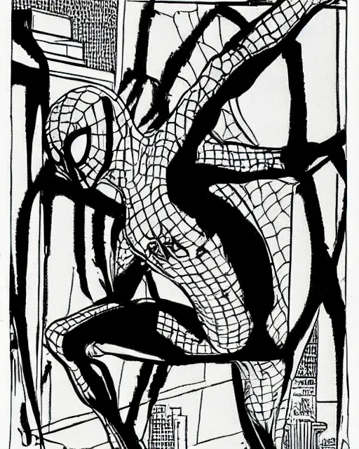 Image similar to sketch of a gold and black spider - man by steve ditko