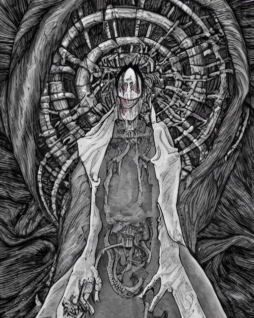 Prompt: an undead spiral necromancer in the style of studio ghibli in the style of junji ito trending on artstation deviantart pinterest furaffinity detailed realistic hd 8 k high resolution