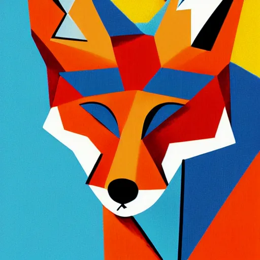 Image similar to cubist vector style fox art