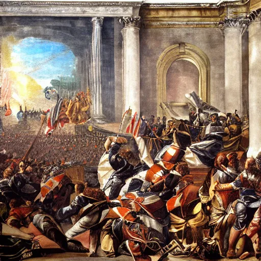 Image similar to painting of capitol riot jan 6th, Paolo Veronese style