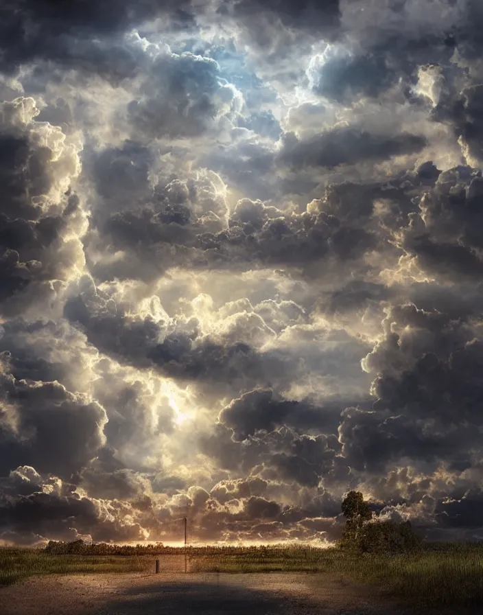 Prompt: Gates of heaven in the clouds by paul chadeison, concept art, ultra realistic, super detailed, photorealistic, cinematographic, epic lighting,