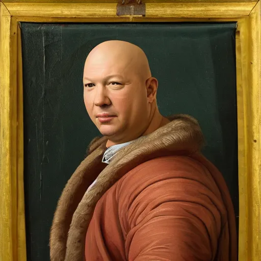 Image similar to a renaissance style portrait painting of Evan Handler