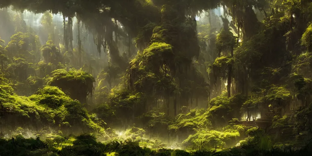 Image similar to an environmental concept art of avatar, highly detailed, environmental light, cinematic by francis tneh